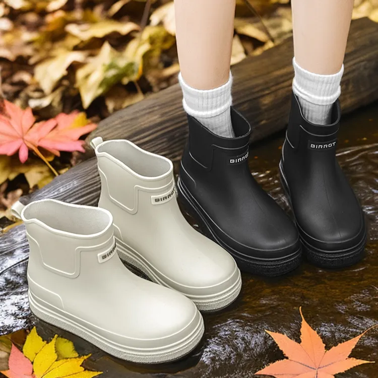 汐鲤2025新款厚底雨鞋男款短筒加绒一体绒雨靴女防滑防水胶鞋套鞋