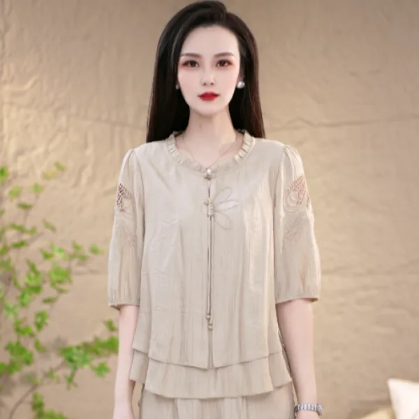 新款气质高级感时尚显瘦减龄套装两件套M-4XL