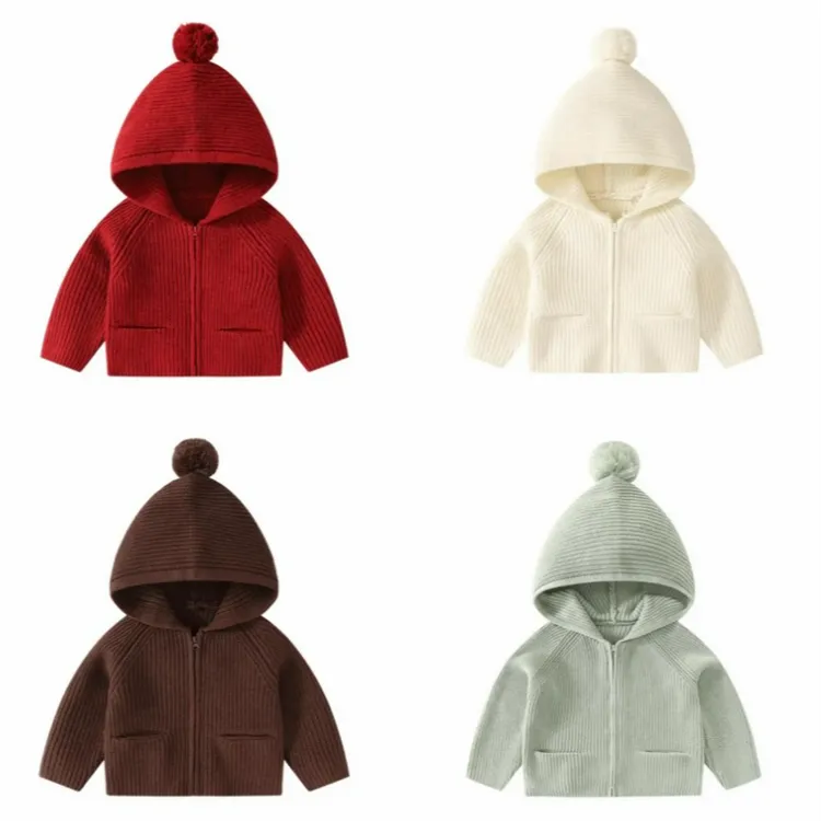 连帽开衫毛衣2025新款秋冬洋气婴儿男童女宝宝春季毛衣外套打底衫