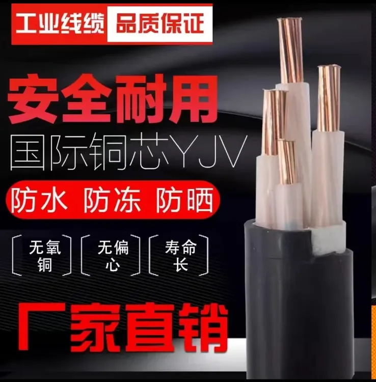 国标纯铜YJV硬线电力电缆2芯3芯4芯5芯6平10平方16户外三相电源线