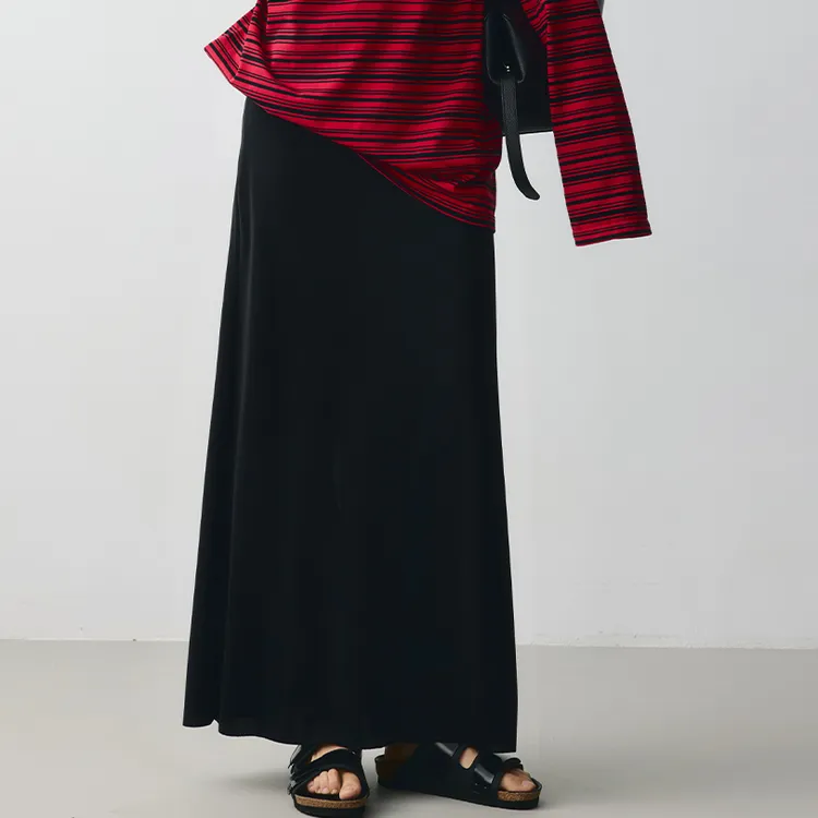 DE Mincollection纸片裙/row风垂坠显瘦极简后开叉款半身裙55083