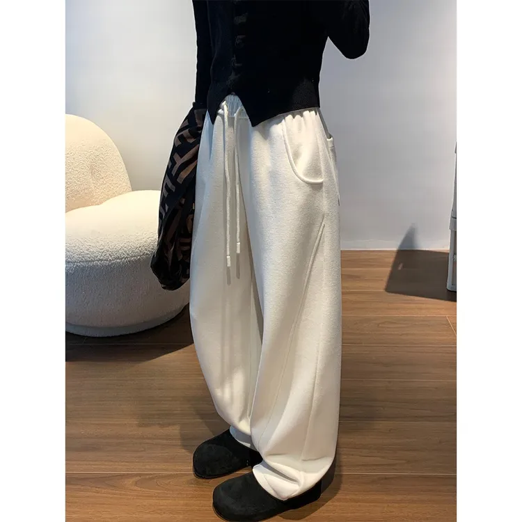 阔腿裤女款爆款2025新款秋冬软懦高腰垂感加绒加厚弯刀裤休闲卫裤