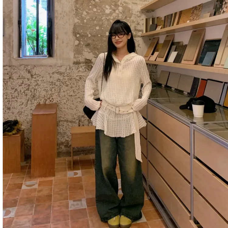 春夏季新款连帽镂空长袖罩衫卫衣女设计感小众外穿宽松慵懒风上衣