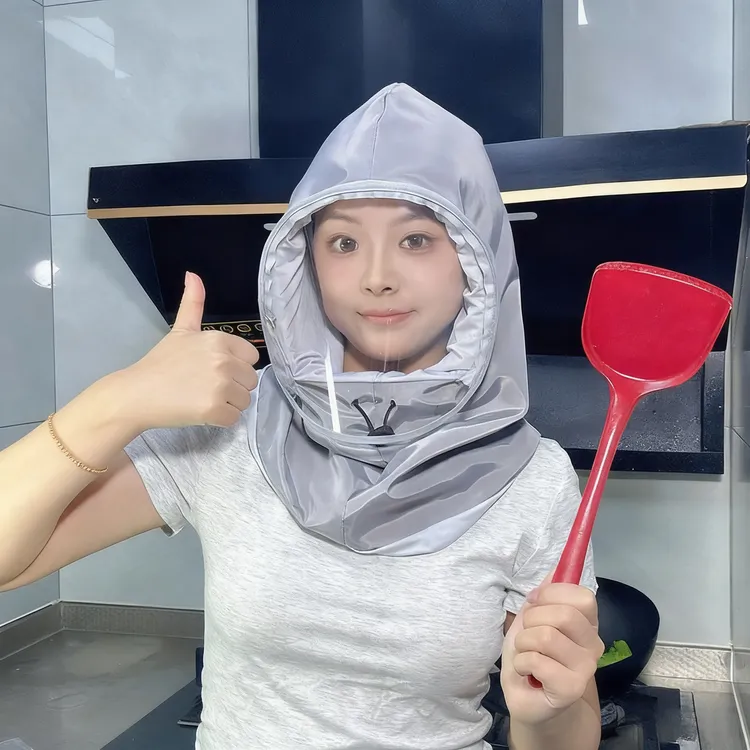 厨房帽子防油烟面罩女款做饭炒菜防油溅防护帽围脖一体防尘防飞沫