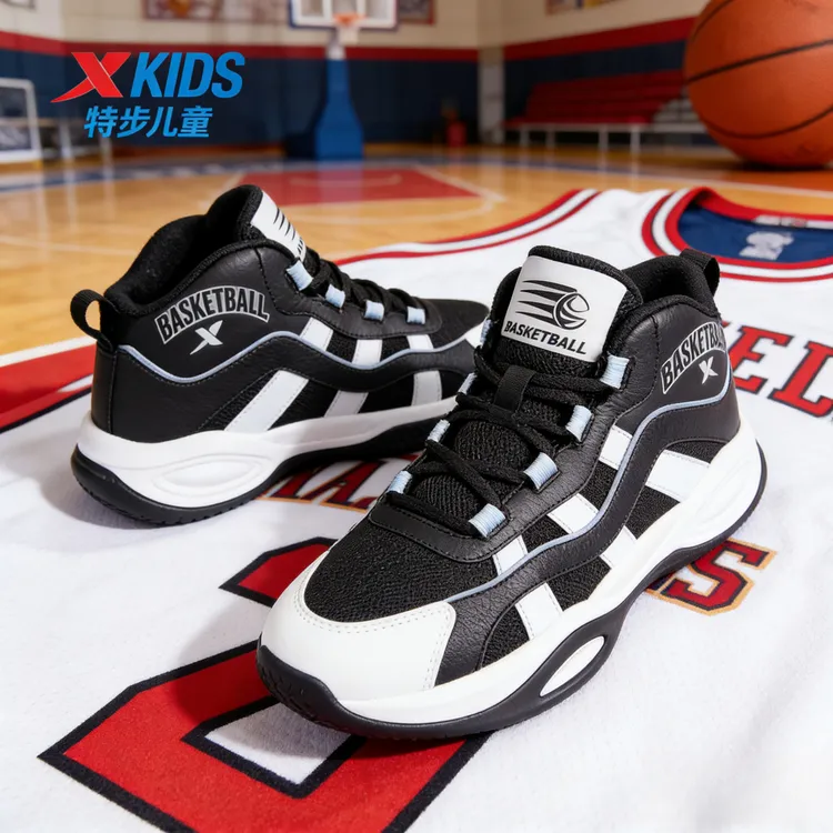 特步儿童冬季密网专业篮球鞋中大童减震防滑运动鞋675315129259