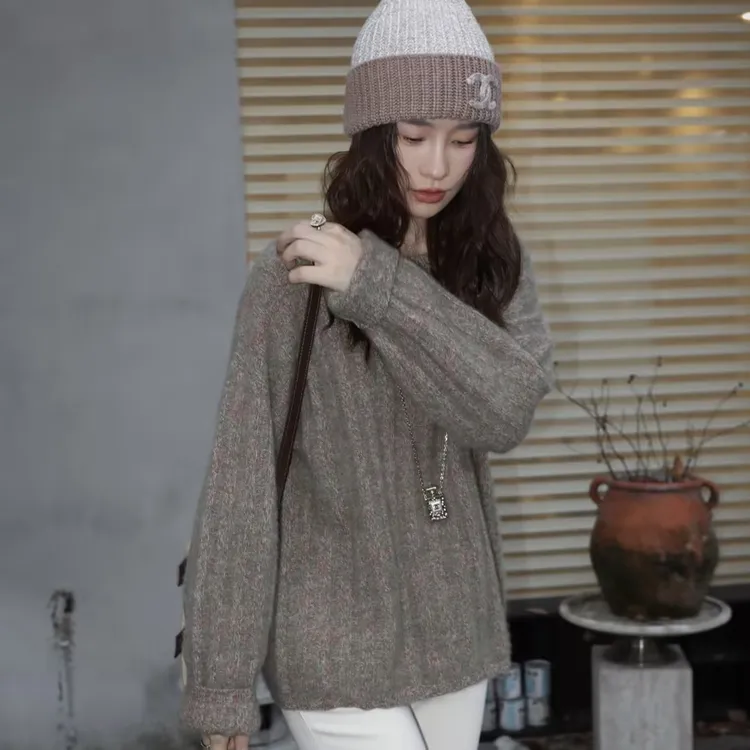 HELA AOMI “梦幻绒”绵羊毛96.5%＋山羊绒保暖条纹针织衫CY5CC33445