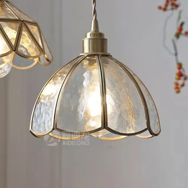 北欧简约日式复古个性创意吧台餐厅玄关橱窗民宿石纹玻璃黄铜吊灯