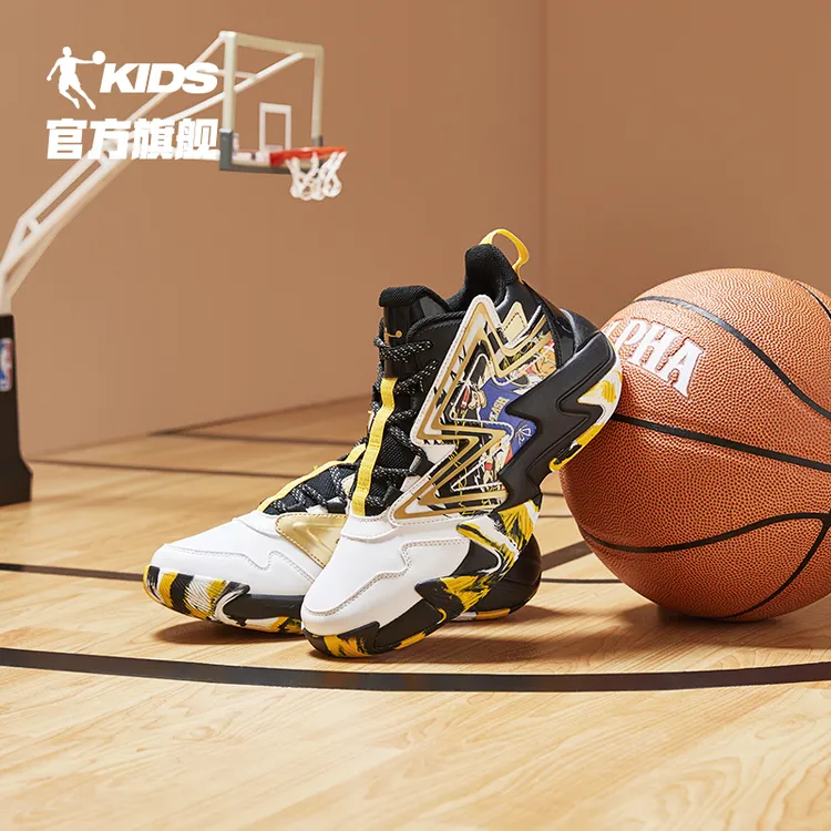 【插画师】乔丹儿童实战篮球鞋中大童旋钮中帮运动鞋防滑耐磨缓震