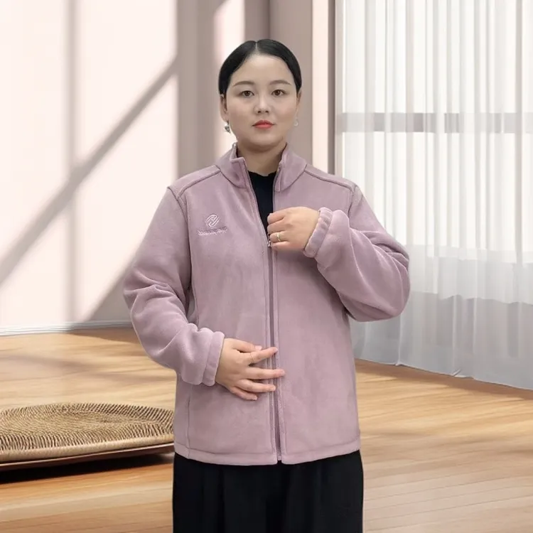秋季新款女士休闲运动立领时尚外套奥粒绒上衣抓绒中老年女外套