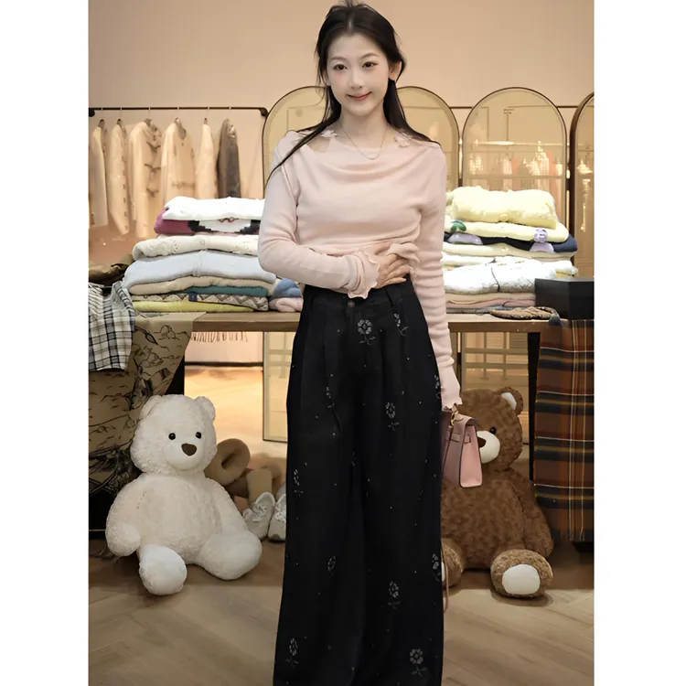 【闵笑一】紫调海岸 2025早秋新款设计款慵懒风百搭休闲裤阔腿裤