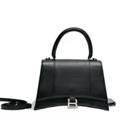 99新 Balenciaga/巴黎世家 思斯专属 荔枝二手皮黑银沙漏包 HBLC9