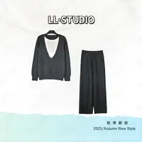 妙兮·LL秋季新款时尚气质百搭慵懒风上衣+长裤套装*20252619