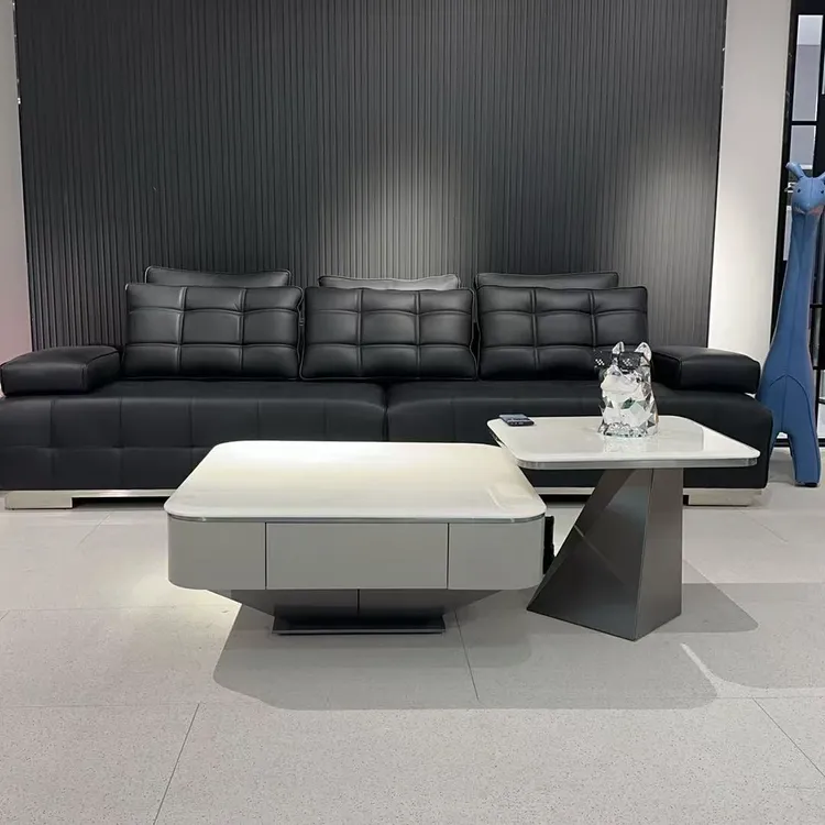 卡里冰玉奢石茶几奢石餐桌纯天然现代轻奢现代别墅大理石电视柜