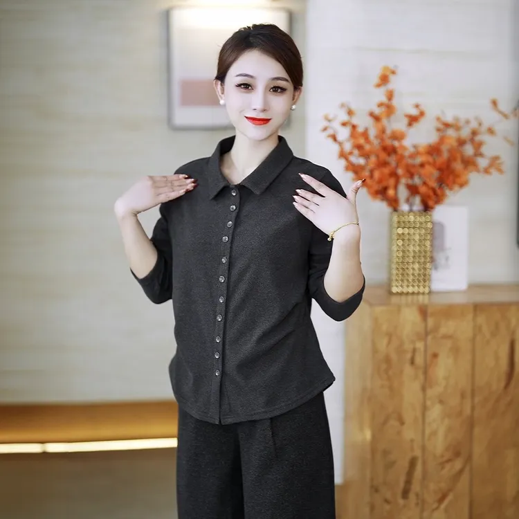 2025秋冬女士加厚双面奥绒百搭长袖小衫显瘦洋气减龄设计感上衣