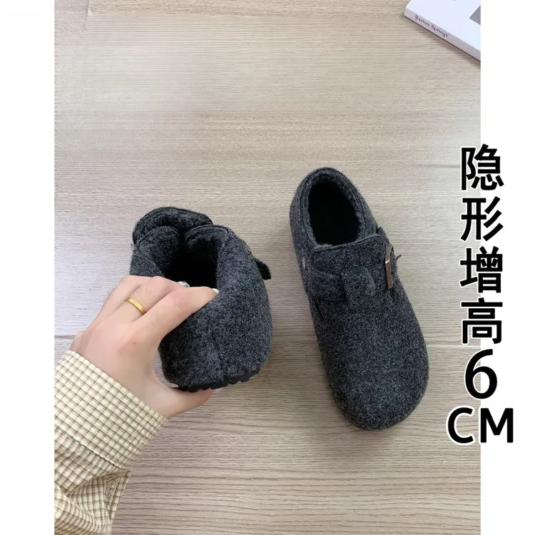 卓诗尼【断码】6cm内增高加绒勃肯鞋女2025保暖棉鞋一脚蹬毛毛鞋女