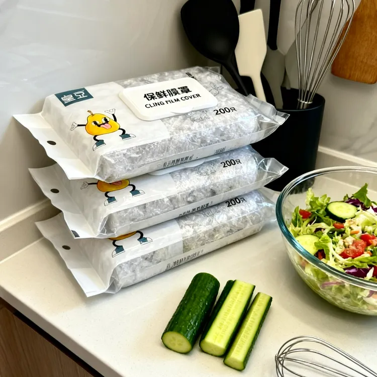 一次性保鲜膜罩食品保鲜罩不串味200只抽取式保鲜袋家用松紧封口