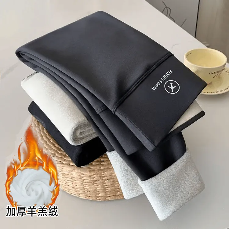 超厚羊羔绒鲨鱼裤女外穿2025冬季爆款高腰收腹打底裤保暖小脚裤