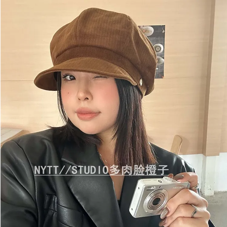 【橙子家】54-62头围复古画家贝雷显脸小八角帽素颜高级鸭舌帽韩系