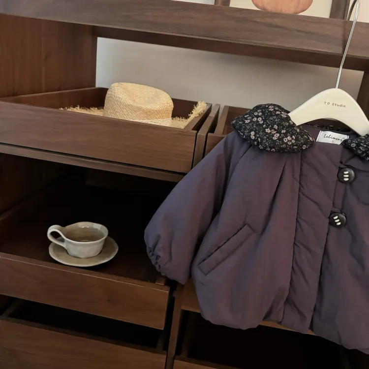 棉服蓄热B类锁温棉衣复古时尚娃娃领棉袄A级女宝外套运动儿童衣服