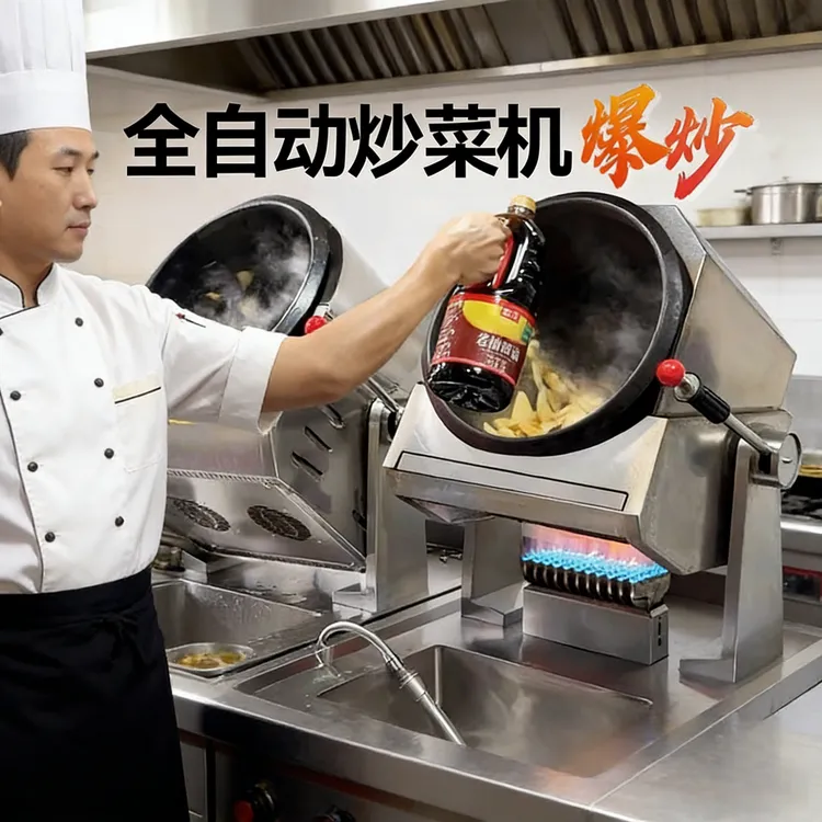 驰能商用炒菜机器人全自动滚筒智能炒饭炒面猛火爆炒电热燃气炒菜