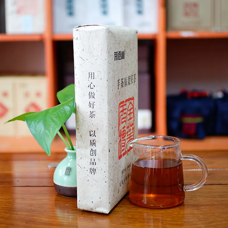 韩掌柜推荐 安化黑茶茶语林2015年全叶无梗手筑茯茶1kg金花茯砖茶
