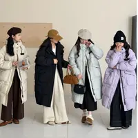 韩版大口袋百搭长款保暖羽绒服5421