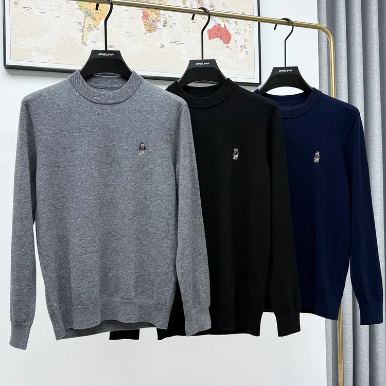 法帝卡尔克秋冬羊毛衫男圆领毛衣冬季保暖针织打底衫内搭小衫上衣