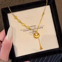 铜合金项链 福运满满胖福吊坠项链女独特气质高级经典简约锁骨链