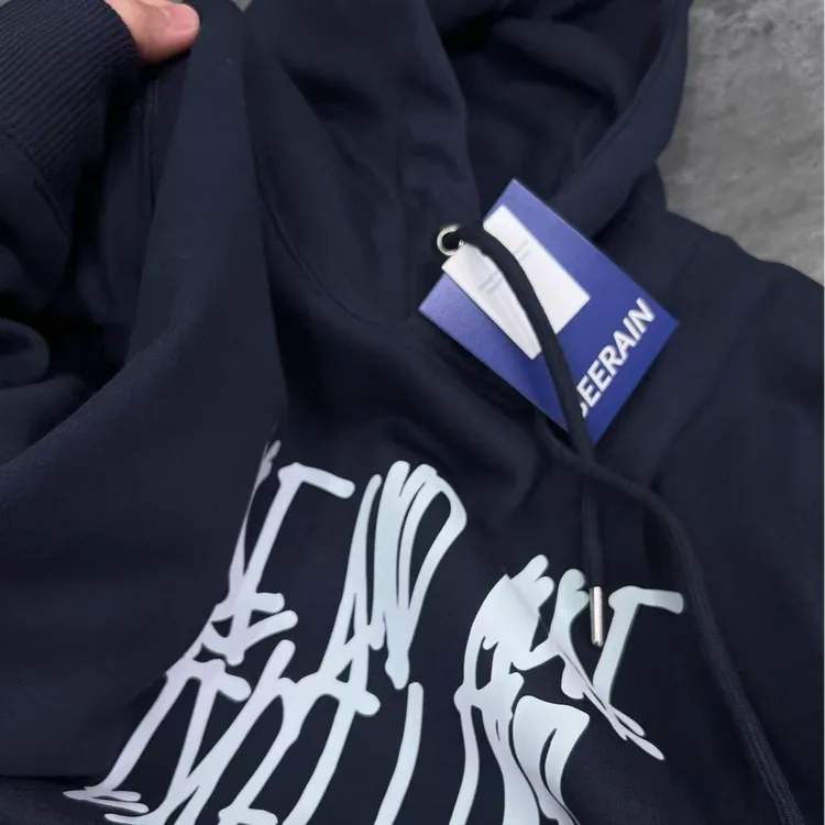 秋冬美式复古街头连帽卫衣450G重磅情侣宽松落肩藏青色外套男女