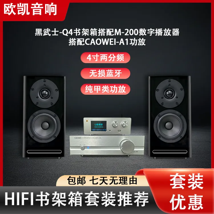 桌面hifi套装4寸黑武士两分频双1794解码数播25W甲类功放音响组合