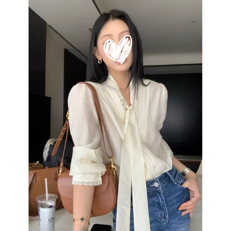 白色长袖衬衫女秋季通勤职场高智感韩系穿搭设计感上衣D653