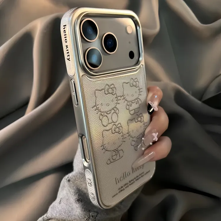 甜酷风电镀滴胶Kitty猫适用苹果17ProMax手机壳iPhone16新款15/14