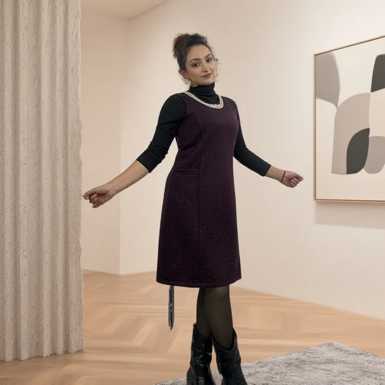 2025新款秋冬针织buling buling时尚气质马甲连衣裙  长度95cm