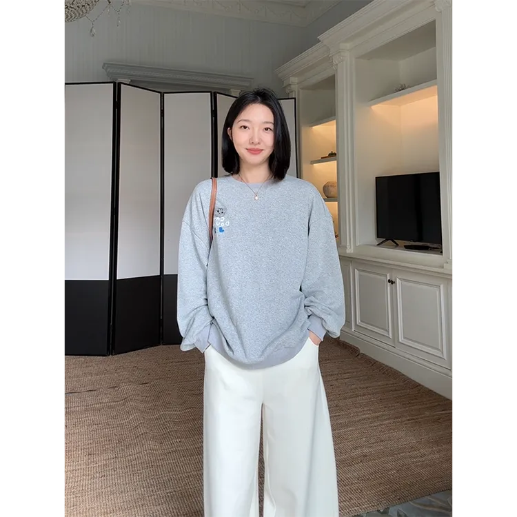 郭九九呢 100%棉立体毛毡小猫简约宽松卫衣休闲弯刀裤 G925Z16135