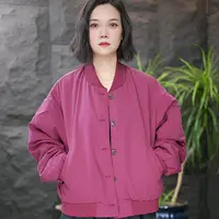 FF女士圆领女单排扣保暖秋季薄款冬季开衫短外套棉衣棉服
