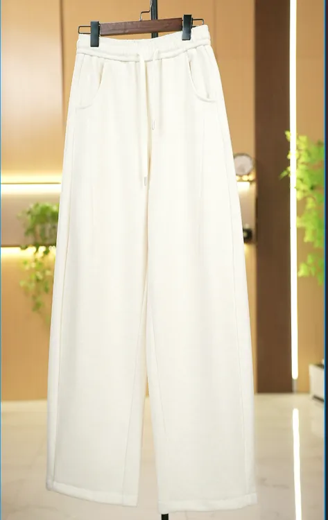 冬季加绒（重磅羊毛）保暖舒适时尚百搭加绒宽松弯刀直筒休闲裤