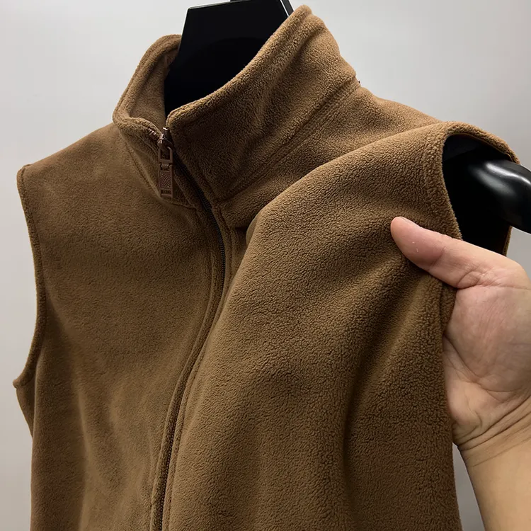 in cotton sea摇粒绒开衫马甲男秋冬加绒加厚双面奥粒绒拉链外套