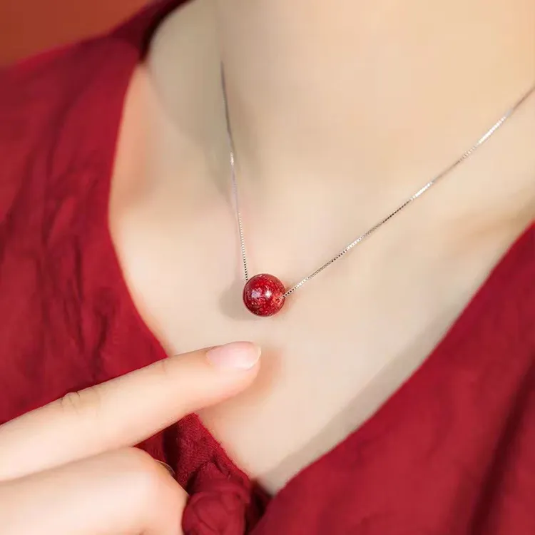 含辰砂工艺品高透光晶体砂锁骨链2025年礼品送妈妈女友