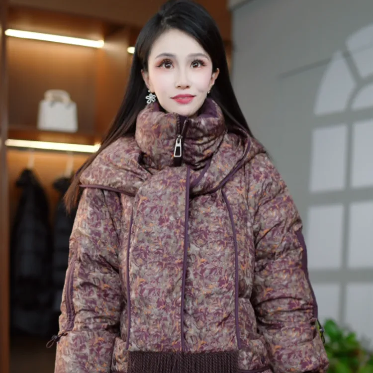 2025冬季气质宽松加厚保暖时尚洋气白鸭绒羽绒服M-XL