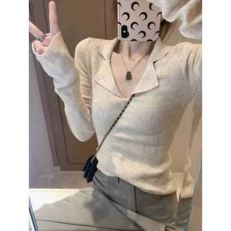 大码女装2025秋装新款宽松针织衫上衣胖m显瘦百搭毛衣打底衫70027