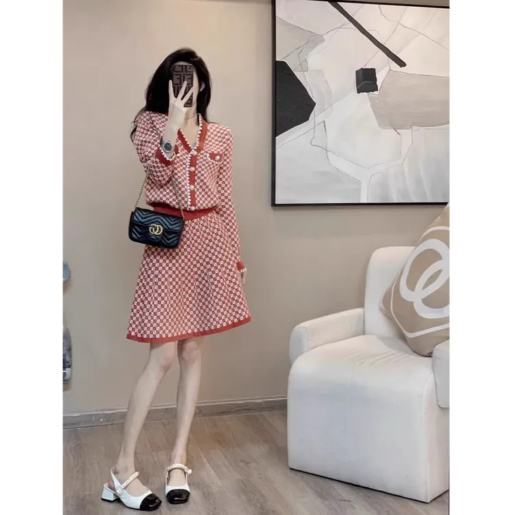 【现货】Leathercat早秋小香风高级感时尚气质针织半身裙两件套女
