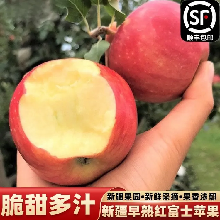 新疆阿克苏红富士苹果脆甜多汁正品早熟红富士苹果新鲜应季水果