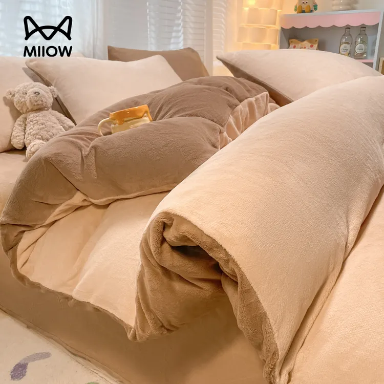 猫人床上四件套牛奶绒双面绒加厚保暖被套床单三件套被芯套秋冬季