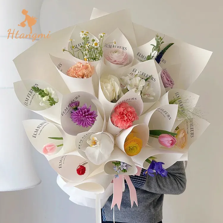 【汉唐美】一岁一花礼网红尖角花束简约网红纸英文迷你小花束花艺纸
