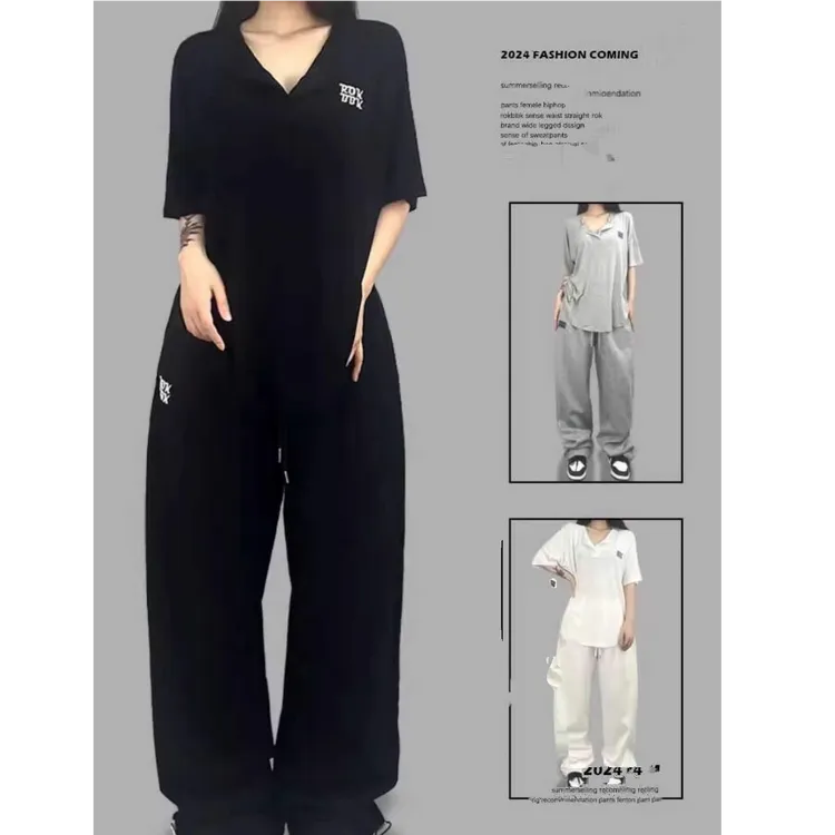 街舞潮牌爵士jazz跳舞宽松体恤女字母刺绣慵懒运动hiphop短袖上衣