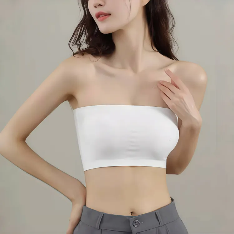 冰丝无肩带内衣女防滑隐形美背抹胸裹胸无痕夏薄款小胸聚拢文胸罩