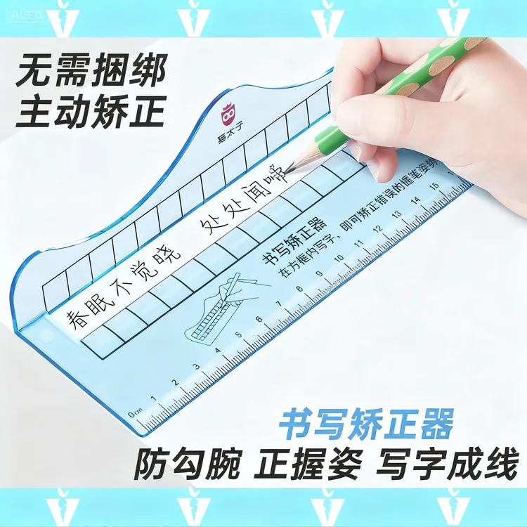 【书写矫正器】矫正写字姿势工具小学生文具防勾腕直尺学习必备用品