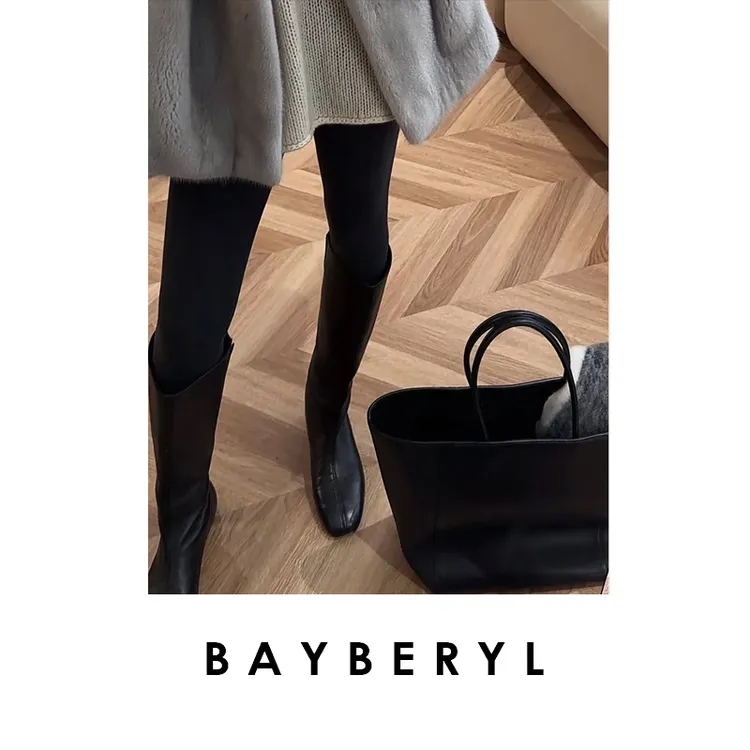 BAYBERYL老贝直角厚绒连脚黑灰高弹百搭冬打底裤9XXK5K1042-11/11