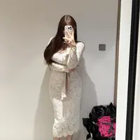 胖婷大码定制 9/25 19:00PM 新品发售「贵佳人」双色蕾丝连衣裙