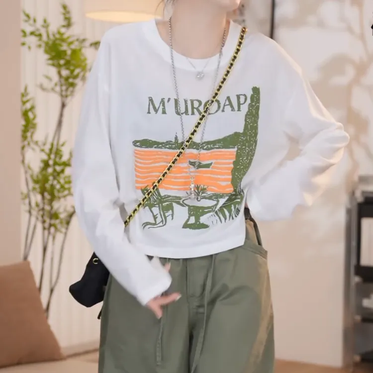 2025夏季新款百搭时尚小众潮流休闲圆领长袖T恤LK2503640